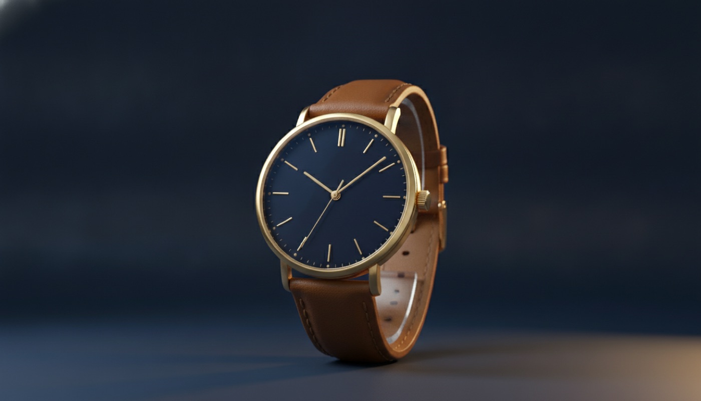 Targa Fashion watch — a refined dial with slender gold indices on a leather strap