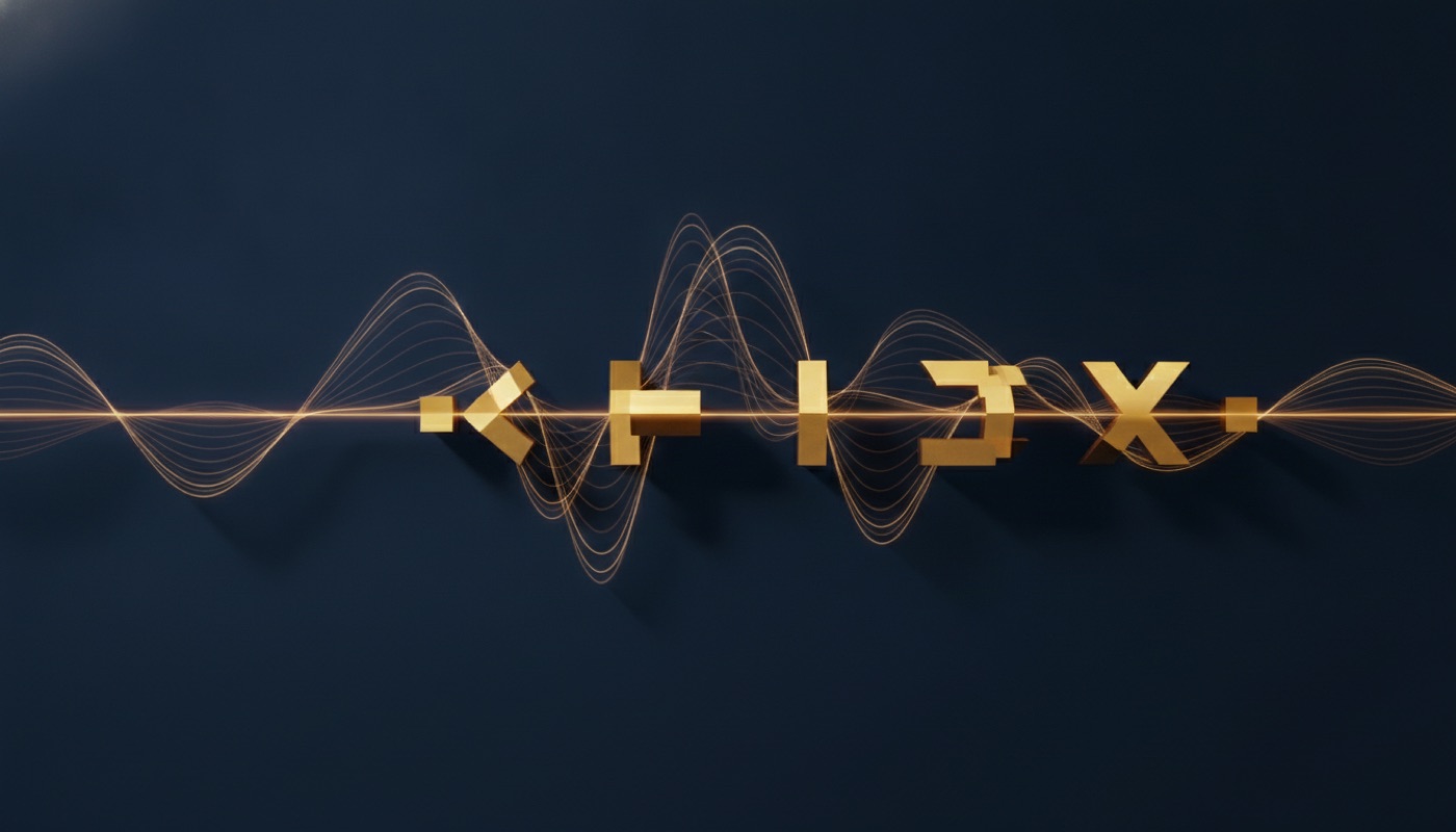Sound waves transforming into typed characters, illustrating speech recognition