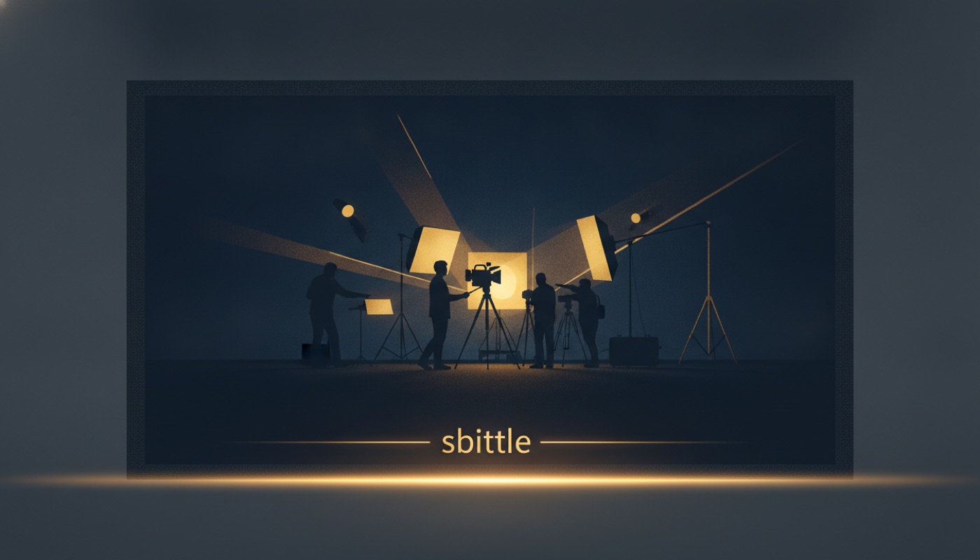 A cinema screen with a glowing subtitle area along the bottom edge